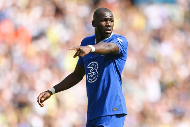 Kalidou Koulibaly of Chelsea in action during the Premier League match between Leeds United and Chelsea (Photo by Michael Regan/Getty Images)