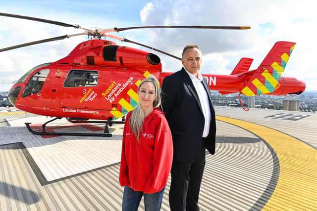 Claire (left) received life saving treatment from London’s Air Ambulance