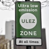 New signs for the ultra-low emission zone (ULEZ) are pictured in central London. Photo: Getty