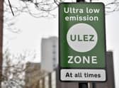 New signs for the ultra-low emission zone (ULEZ) are pictured in central London. Photo: Getty
