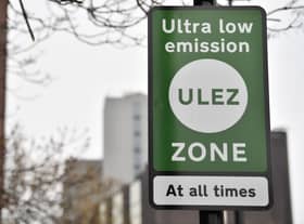 New signs for the ultra-low emission zone (ULEZ) are pictured in central London. Photo: Getty