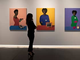 Work by artist Barry Yusufu, on display during the ‘The Medium Is The Message’ exhibition for Black History Month 2020. Photo: Getty