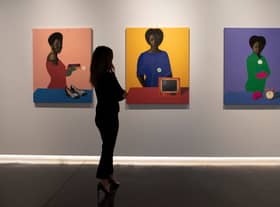 Work by artist Barry Yusufu, on display during the ‘The Medium Is The Message’ exhibition for Black History Month 2020. Photo: Getty