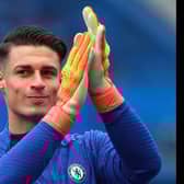 Kepa Arrizabalaga looks on during a Chelsea Training Session at Stamford Bridge . (Photo by Andrew Redington/Getty Images)