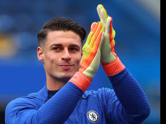 Kepa Arrizabalaga looks on during a Chelsea Training Session at Stamford Bridge . (Photo by Andrew Redington/Getty Images)
