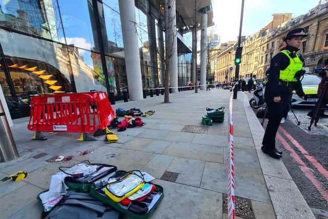 Four victims have been attacked including three who were knifed during a stabbing spree in central London. Photo: SWNS