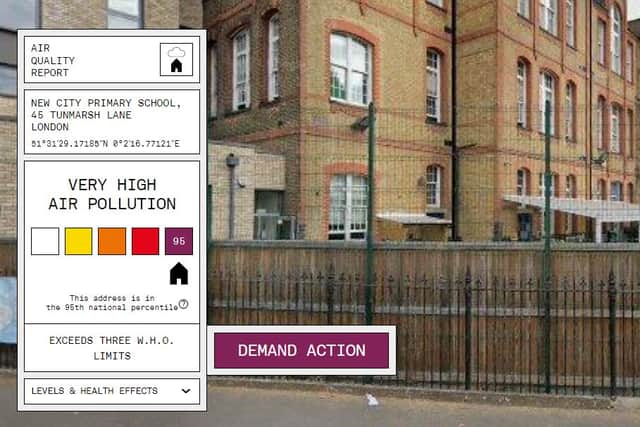 The capital’s top 10 worst polluted primary schools are all in one east London borough, shock data from a climate charity has revealed. Photo: AddressPollution.org