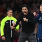 Mikel Arteta, Manager of Arsenal celebrates after his side’s victory against Liverpool (Photo by Shaun Botterill/Getty Images)