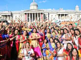 Hundreds of people gathered in Trafalgar Square to take part in London's Diwali on the Square event.