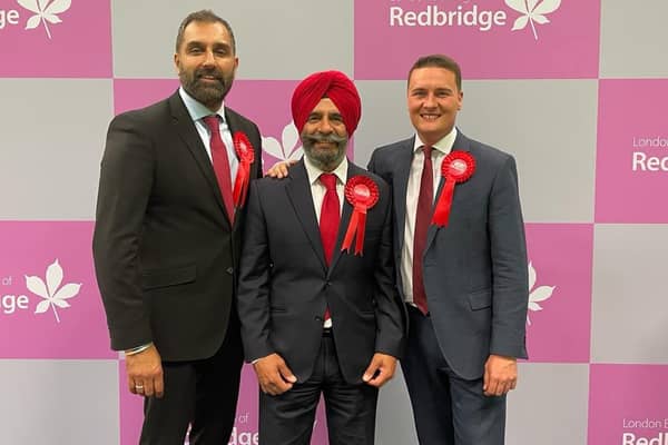 Jas Athwal (centre) has been selected as Labour’s candidate in Ilford South. Photo: Wes Streeting / Labour Party