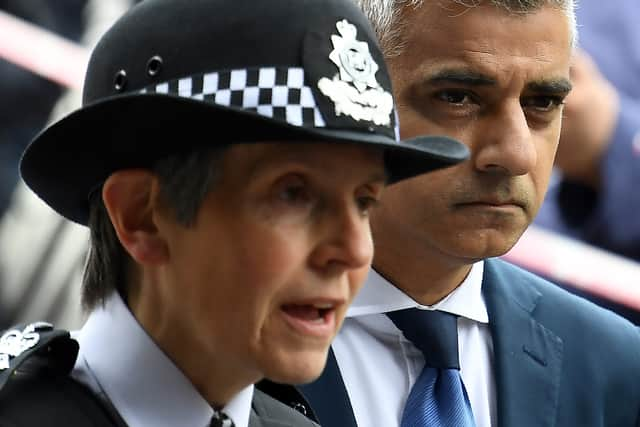 Mayor Sadiq Khan and Dame Cressida Dick. Photo: Getty