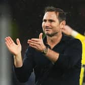 Frank Lampard, Manager of Everton applauds the fans after their sides defeat during the Premier League match  (Photo by Michael Regan/Getty Images)
