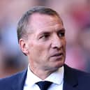  Brendan Rodgers, manager of Leicester City, looks on during the Premier League match (Photo by Warren Little/Getty Images)