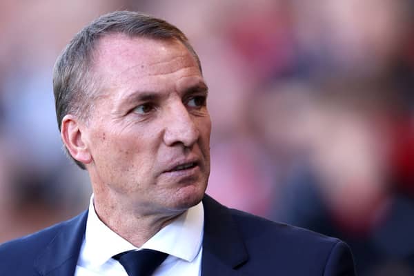  Brendan Rodgers, manager of Leicester City, looks on during the Premier League match (Photo by Warren Little/Getty Images)
