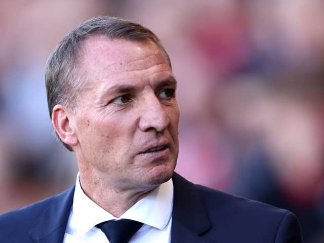  Brendan Rodgers, manager of Leicester City, looks on during the Premier League match (Photo by Warren Little/Getty Images)
