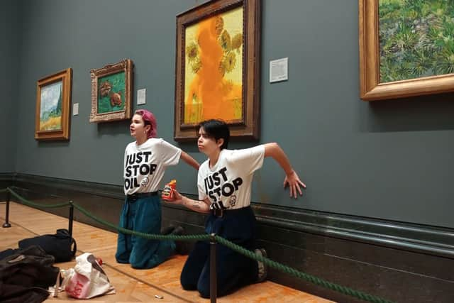 Protestors threw soup over Van Gogh’s Sunflowers. Photo: Just Stop Oil