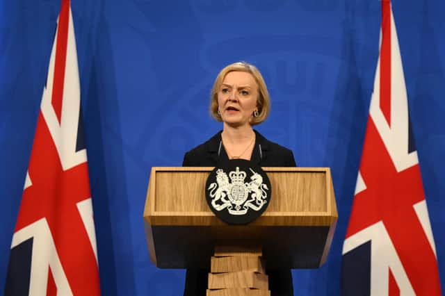 Britain’s Prime Minister Liz Truss attends a press conference in Downing Street. Photo: Getty