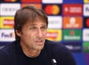  Antonio Conte, Head Coach of Tottenham Hotspur addresses a press conference ahead of the UEFA Champions League  (Photo by Warren Little/Getty Images)