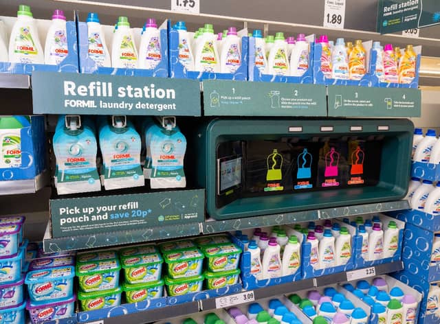Lidl’s smart refill machines will be located on-shelf in the store’s laundry detergent section