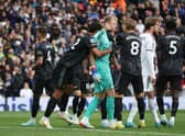  Aaron Ramsdale of Arsenal reacts after Patrick Bamford of Leeds United (not pictured) missed their penalty (Photo by Eddie Keogh/Getty Images)
