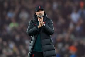  Juergen Klopp, Manager of Liverpool applauds the fans following the Premier League match  (Photo by Laurence Griffiths/Getty Images)