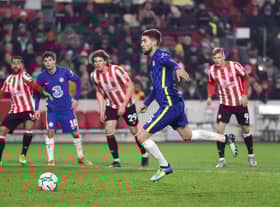 orginho of Chelsea scores his sides second goal from the penalty spot during the Carabao Cup Quarter Final match between Brentford and Chelsea