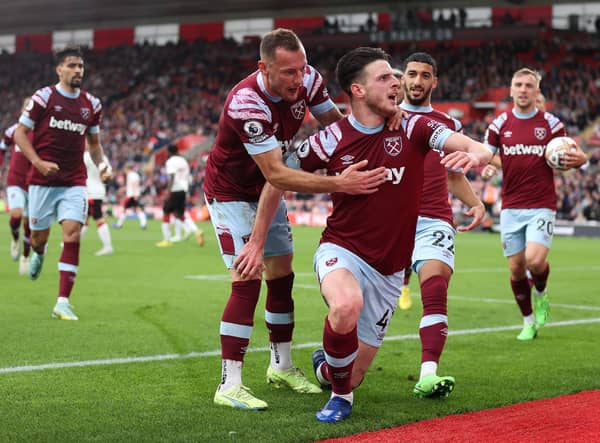 Declan Rice celebrates scoring his sides’ goal against Southampton 