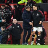 Antonio Conte of Tottenham Hotspur embraces Cristiano Ronaldo of Manchester United (Photo by Michael Regan/Getty Images)
