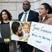 Mona Seif (left), Shadow Foreign Secretary David Lammy (middle), Sanaa Seif (right). Credit: Free Alaa