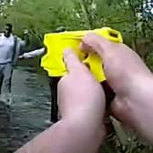 Armed criminal has been jailed after an off-duty officer jumped into a river  to chase and catch him