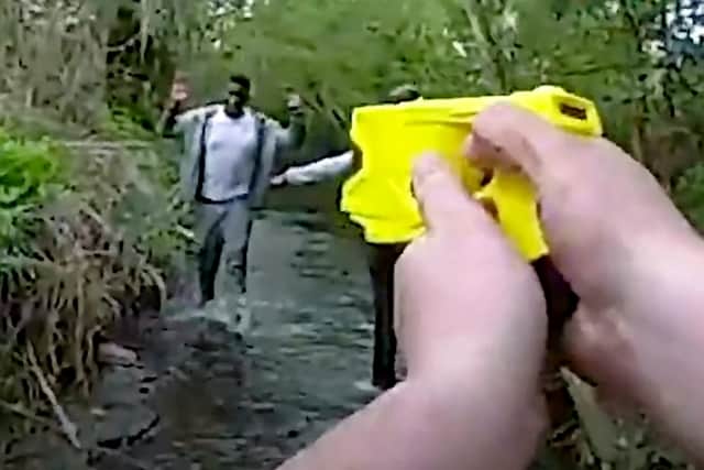 Armed criminal has been jailed after an off-duty officer jumped into a river  to chase and catch him