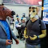 A pair dress up as Bojack Horseman characters. Image: Tolga Akmen/AFP/Getty