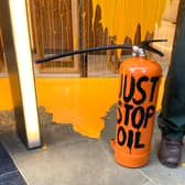 Just Stop Oil protestors have sprayed Rolex in Knightsbridge with orange paint. Photo: Just Stop Oil