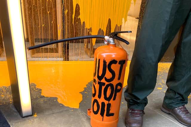 Just Stop Oil protestors have sprayed Rolex in Knightsbridge with orange paint. Photo: Just Stop Oil