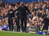 Crystal Palace head coach Patrick Vieira reacts on the sidelines during the Premier League match (Photo by Stu Forster/Getty Images)