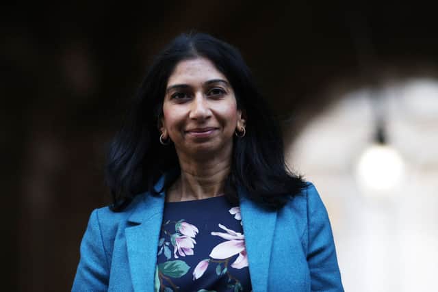 Home Secretary Suella Braverman is under fire for breaking the ministerial code and her migrant centre policy. Credit: Dan Kitwood/Getty Images