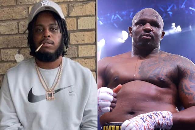 Drill rapper Perm, left, who was shot dead in Brixton last night, and, right, boxing champion Dillian Whyte, who worked with his father. Credit: VE Media/Getty