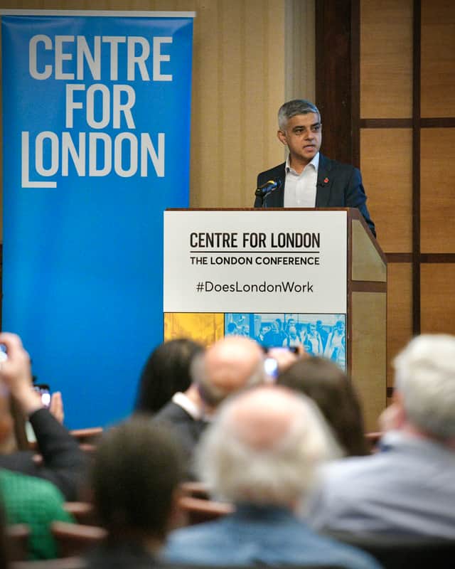 Sadiq Khan speaking at the Centre for London. Photo: Mayor’s Press Office