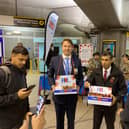 PM Rishi Sunak selling poppies at Westminster Tube Station this morning. Photo: Sara Le Roux
