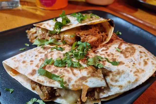 Pork quesadillas left sauce running down our arms. Photo: LondonWorld