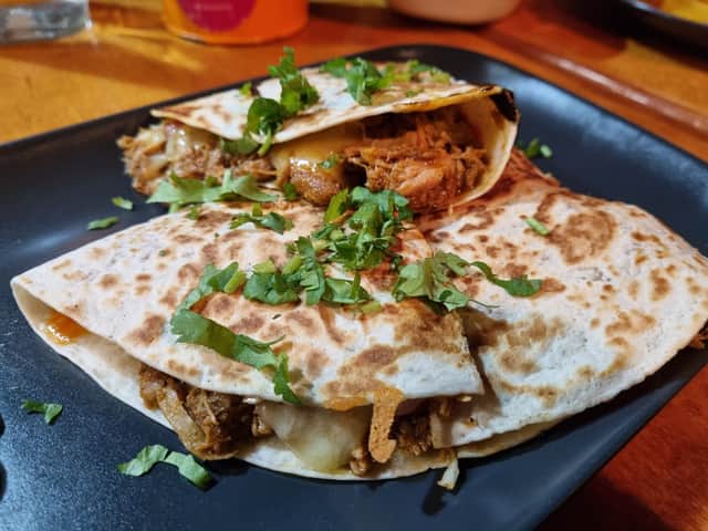 Pork quesadillas left sauce running down our arms. Photo: LondonWorld
