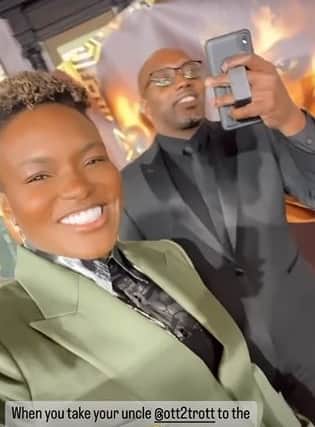 Nicola Adams was joined by her uncle at the Marvel film premiere (Instagram/ nicolaadams)
