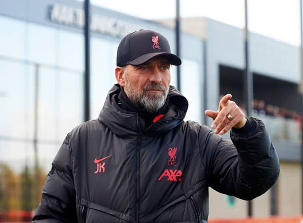 <p> Manager Jurgen Klopp during a training session at AXA Training Centre on November 4, 2022 in Kirkby, England (Photo by Nick Taylor/Liverpool FC/Liverpool FC via Getty Images)</p>