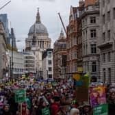 Climate protesters marching in London during a global day of action. Photo: Getty