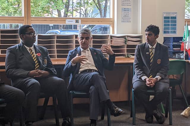 The mayor of London Sadiq Khan visits Rokeby school in Newham for the launch of his new “allyship training” programme.