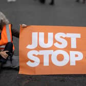 Stock image of a Just Stop Oil banner blocking a road. Photo: Getty