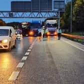 Two lorries crashed at a rolling roadblock, Essex Police said. Credit: Essex Police