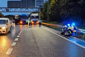 Two lorries crashed at a rolling roadblock, Essex Police said. Credit: Essex Police