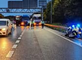 Two lorries crashed at a rolling roadblock, Essex Police said. Credit: Essex Police