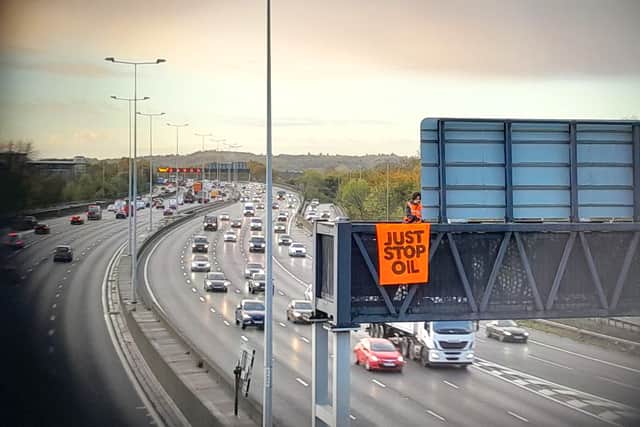 This is the third day Just Stop Oil have disrupted traffic on the M25. Credit: Just Stop Oil